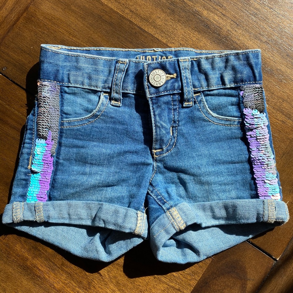 Justice - Girls Denim Jean Short with sequins